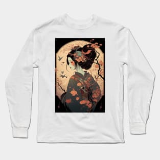 Geisha in the Autumn - Art Nouveau Style Long Sleeve T-Shirt